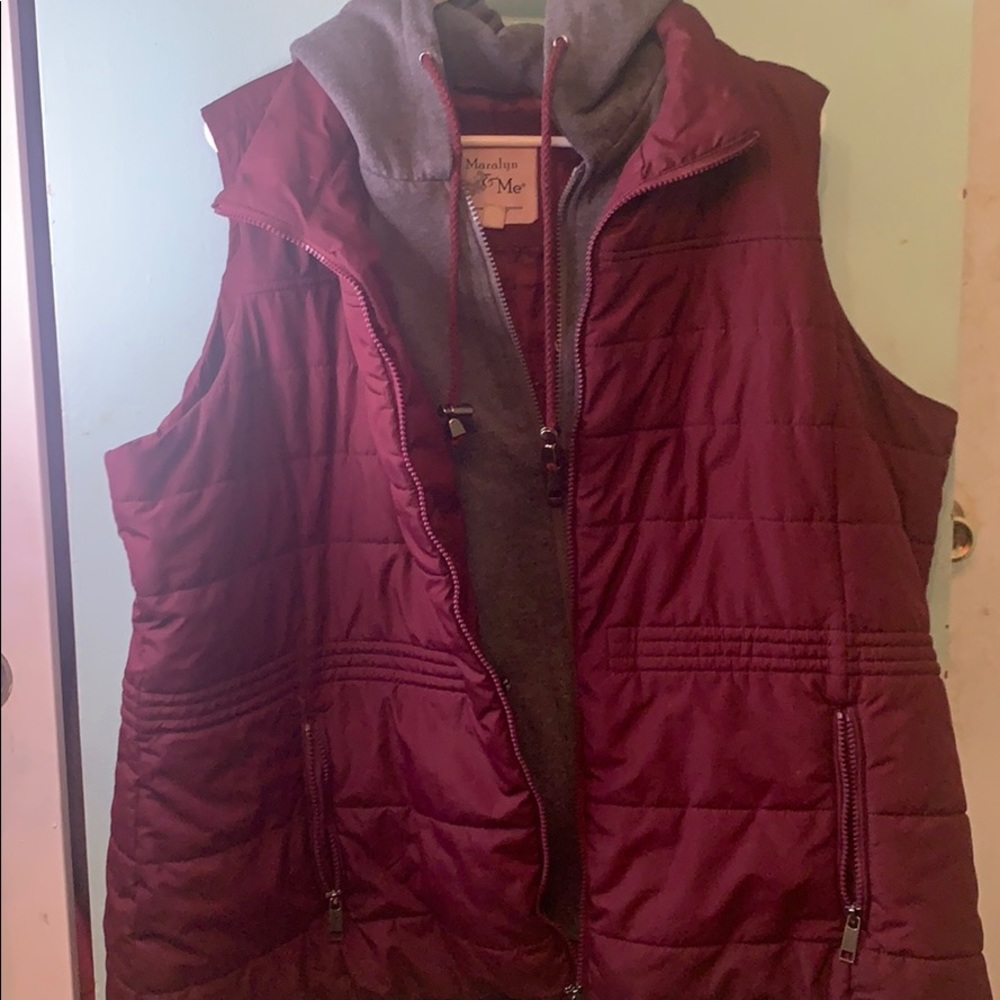 Purple redish and grey coat vest
